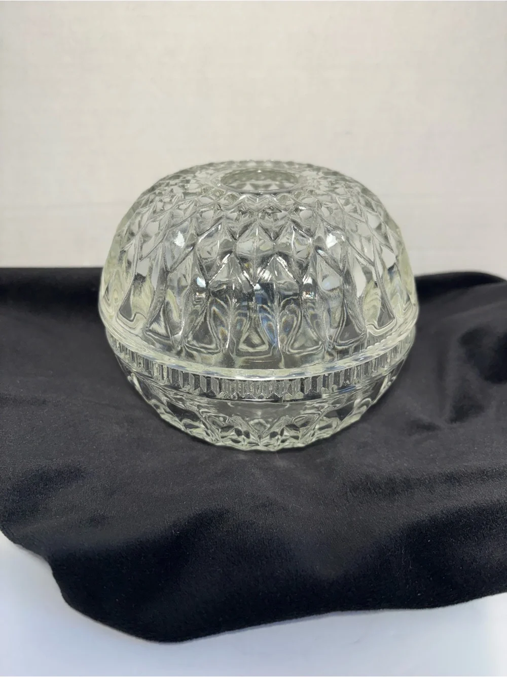 Fairy Lamp Mount Vernon Indiana Glass Co Clear Round Candle Holder Vintage